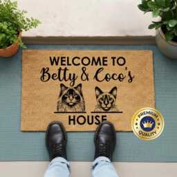 Customized Silhouette Cat Doormat - Personalized Pet Welcome Rug - thumbnail 1