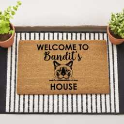Customized Silhouette Cat Doormat - Personalized Pet Welcome Rug - thumbnail 4