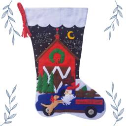 Here Comes Santa Claus Felt Christmas Stocking - Personalized - thumbnail 1