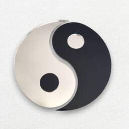 Yin Yang Acrylic Wall Mirror Black & Silver Entwined Circle - thumbnail 2