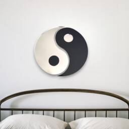 Yin Yang Acrylic Wall Mirror Black & Silver Entwined Circle - thumbnail 3