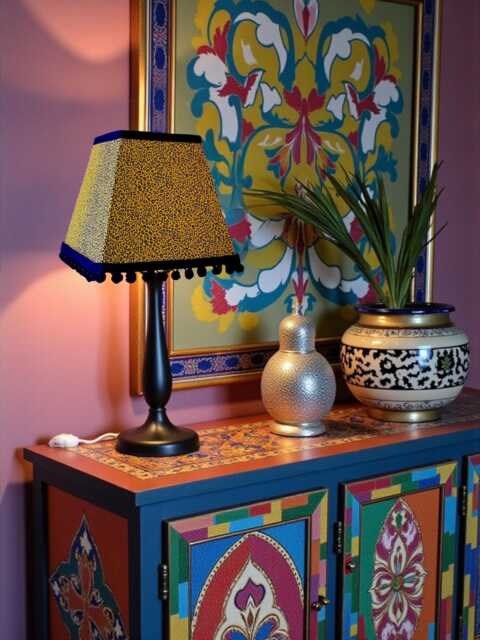 Stunning Ochre Animal Print Lampshade Handmade in The UK For Table & Floor Standard Lamp Shades, Ceiling Lights, Clip On Wall Lights - image 1
