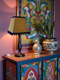 Stunning Ochre Animal Print Lampshade Handmade in The UK For Table & Floor Standard Lamp Shades, Ceiling Lights, Clip On Wall Lights - thumbnail 1