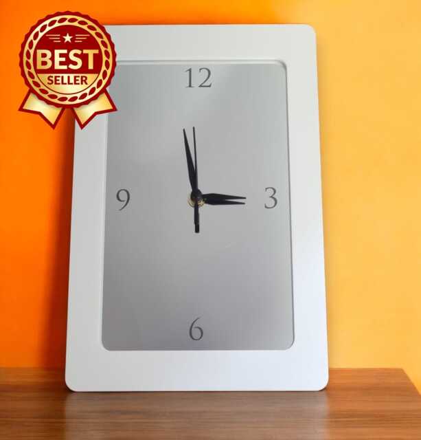 Rectangular Mirrored Two Colour Framed Clocks - Custom Colours & Wood Veneers - image 1