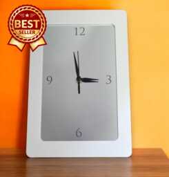 Rectangular Mirrored Two Colour Framed Clocks - Custom Colours & Wood Veneers