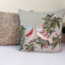 Birds Embroidered Pillow Cover - thumbnail 2