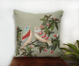 Birds Embroidered Pillow Cover - thumbnail 1