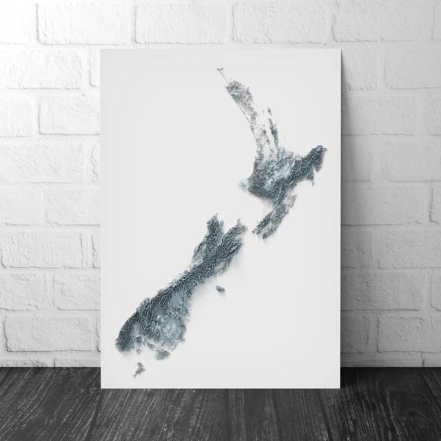 New Zealand Map - 2D Relief Art Gifts Southland -Otago Wellington Northland Aukland Walkato Nelson Chatham - image 1