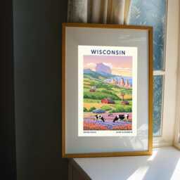 Wisconsin Countryside Print - Wall Art Us State Poster Gift For Traveller Usa Travel America - thumbnail 3