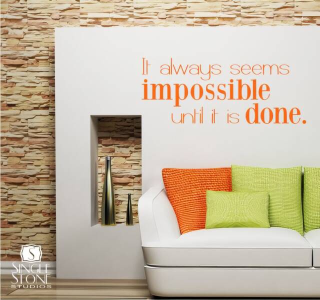 Impossible Until It's Done Wall Decal - Nelson Mandela Vinyl Quote Custom Home Decor - image 1