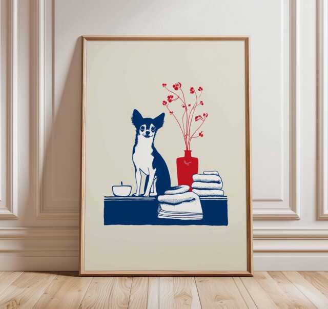Chihuahua Dog Art Print, Minimalist Pet Poster, Modern Illustration, Cute Animal Wall Art, Contemporary Home Decor - image 1