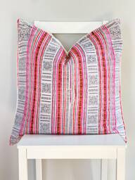 Pink Indigo Neutral Tribal Hemp Hand Woven Natural Dye Color Lumbar Pillow Cover - thumbnail 1