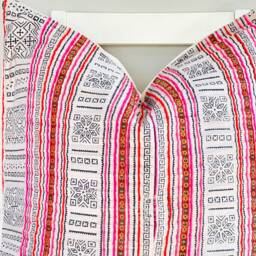Pink Indigo Neutral Tribal Hemp Hand Woven Natural Dye Color Lumbar Pillow Cover - thumbnail 2