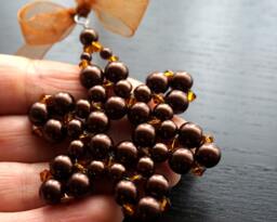 Modern Christmas Tree Ornament Copper Brown Pearl Beaded Snowflake Crystal Star Christmas Decor Holiday Decorations