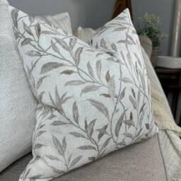 Decorative Cushion Cover, Modern Pillow Leaf Design Throw Pillow, Natural Home Decor, Sanderson Osier Fabric - thumbnail 1
