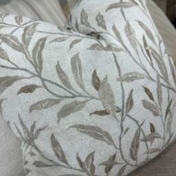 Decorative Cushion Cover, Modern Pillow Leaf Design Throw Pillow, Natural Home Decor, Sanderson Osier Fabric - thumbnail 3