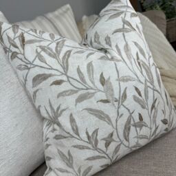 Decorative Cushion Cover, Modern Pillow Leaf Design Throw Pillow, Natural Home Decor, Sanderson Osier Fabric - thumbnail 2