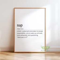 Nap Definition Print, Funny Sleep Wall Art, Minimalist Modern Typography Poster, Humorous Bedroom Quote Trendy Home Decor, Gift - thumbnail 1