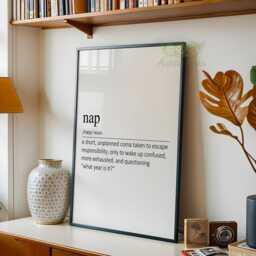 Nap Definition Print, Funny Sleep Wall Art, Minimalist Modern Typography Poster, Humorous Bedroom Quote Trendy Home Decor, Gift - thumbnail 2