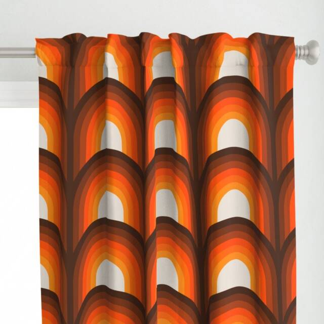Retro Curtain Panel - 1960S 1970S Mcm Mid Century Arches Scallop Vintage Style Custom Orange By Circa78Designs - image 1