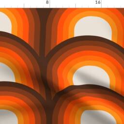 Retro Curtain Panel - 1960S 1970S Mcm Mid Century Arches Scallop Vintage Style Custom Orange By Circa78Designs - thumbnail 4