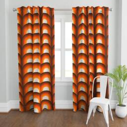 Retro Curtain Panel - 1960S 1970S Mcm Mid Century Arches Scallop Vintage Style Custom Orange By Circa78Designs - thumbnail 2