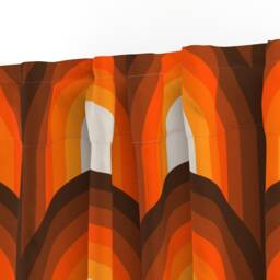 Retro Curtain Panel - 1960S 1970S Mcm Mid Century Arches Scallop Vintage Style Custom Orange By Circa78Designs - thumbnail 3