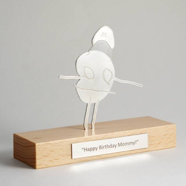 Handmade Silver Personalized Single Figured Tabletop Sculpture, Gifts From Your Child's Art, Unique Christmas Gift - image 1