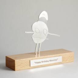 Handmade Silver Personalized Single Figured Tabletop Sculpture, Gifts From Your Child's Art, Unique Christmas Gift