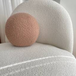 Mocha Boucle Ball Pillow Handmade Teddy Sphere Cushion - thumbnail 3