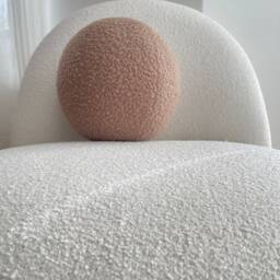 Mocha Boucle Ball Pillow Handmade Teddy Sphere Cushion - thumbnail 2