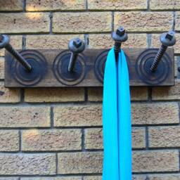 Vintage Railway Screw Coat Rack, Reclaimed Wood, Industrial Style - thumbnail 4