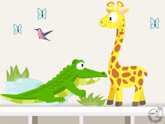 "Wall Sticker ""Giraffe & Crocodile" - image 1