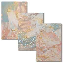 Canvas Wall Art Set Of 3 - Patterns in Pastel Colors Texture, Pink Canvas, Abstract Hanging Piece - thumbnail 1