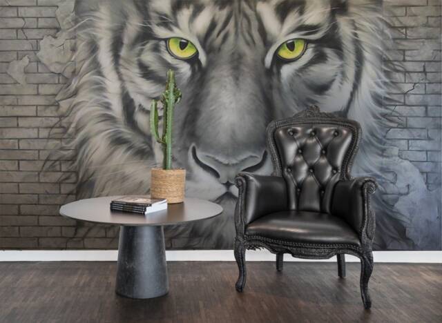 3D Tiger Head Wallpaper, Brick Wall Mural, Peel & Stick - image 1