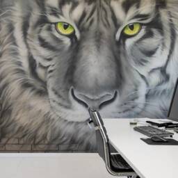 3D Tiger Head Wallpaper, Brick Wall Mural, Peel & Stick - thumbnail 2