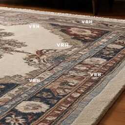 Handmade Wool Oushak Rug - Modern Floral Design, Pink & Blue - thumbnail 2