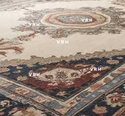 Handmade Wool Oushak Rug - Modern Floral Design, Pink & Blue - thumbnail 4