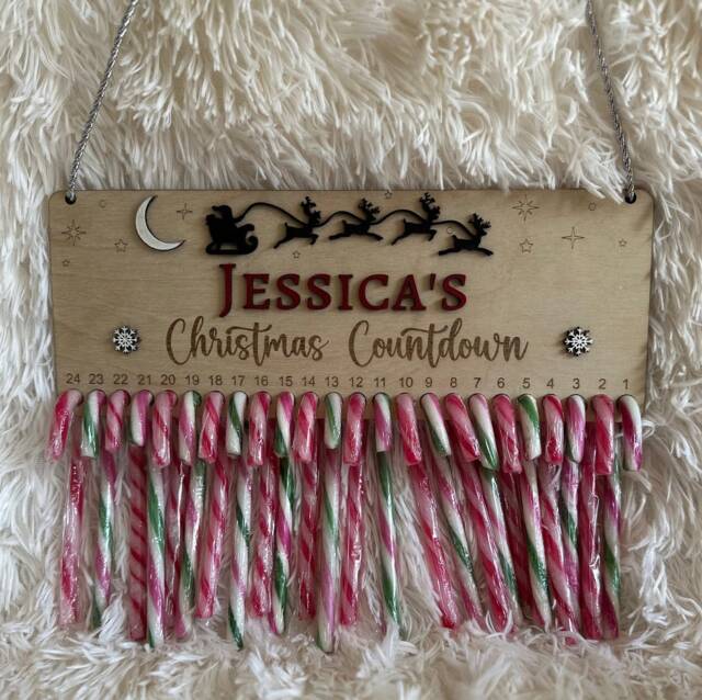 Personalized Christmas Candy Cane Advent Calendar - Countdown - image 1