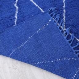 Moroccan Rug, 6x9 Ft Beni Ouarain Fabulous Bleu & White Berber Rug - thumbnail 4