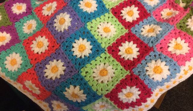 Rainbow Daisy Design Crochet Blanket - image 1