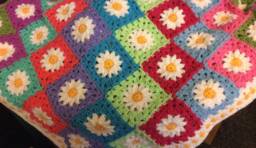 Rainbow Daisy Design Crochet Blanket - thumbnail 1