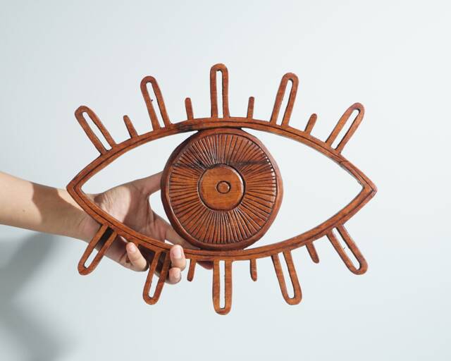 Eye Wall Decoration, Wooden Decor, Unique Statue, Antique Ornament, Indoor Handcrafted, Bedroom Gift For Her - image 1