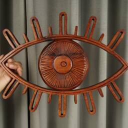 Eye Wall Decoration, Wooden Decor, Unique Statue, Antique Ornament, Indoor Handcrafted, Bedroom Gift For Her - thumbnail 3