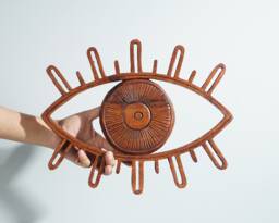 Eye Wall Decoration, Wooden Decor, Unique Statue, Antique Ornament, Indoor Handcrafted, Bedroom Gift For Her - thumbnail 1