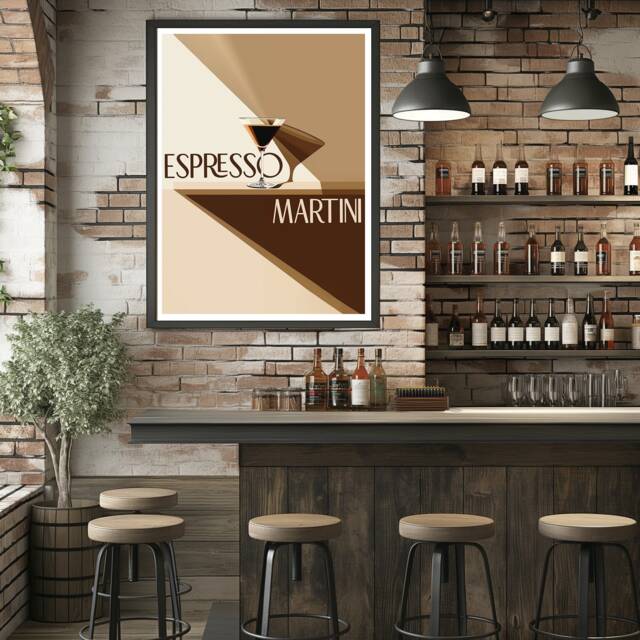 Espresso Martini Cocktail Print, Kitchen Bar Drink Poster, Home Accessories, Retro Alcohol Gift, Gift For Lover, Wall Art - image 1