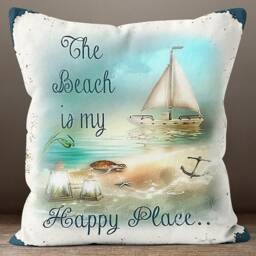 Nautical Cushion Cover-Blue Anchor Pillow Case-Rope Sea Case-Coastal Cover-Gift For Her Cushion-Handmade Material - thumbnail 3
