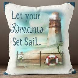 Nautical Cushion Cover-Blue Anchor Pillow Case-Rope Sea Case-Coastal Cover-Gift For Her Cushion-Handmade Material - thumbnail 2