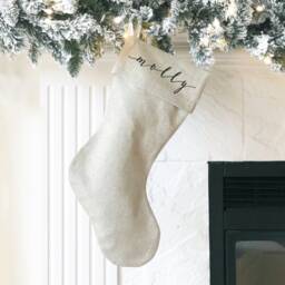 Personalized Christmas Stocking - Custom Name Linen Stockings Monogram Family Farmhouse