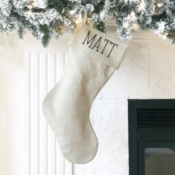 Personalized Christmas Stocking - Custom Name Linen Stockings Monogram Family Farmhouse - thumbnail 3